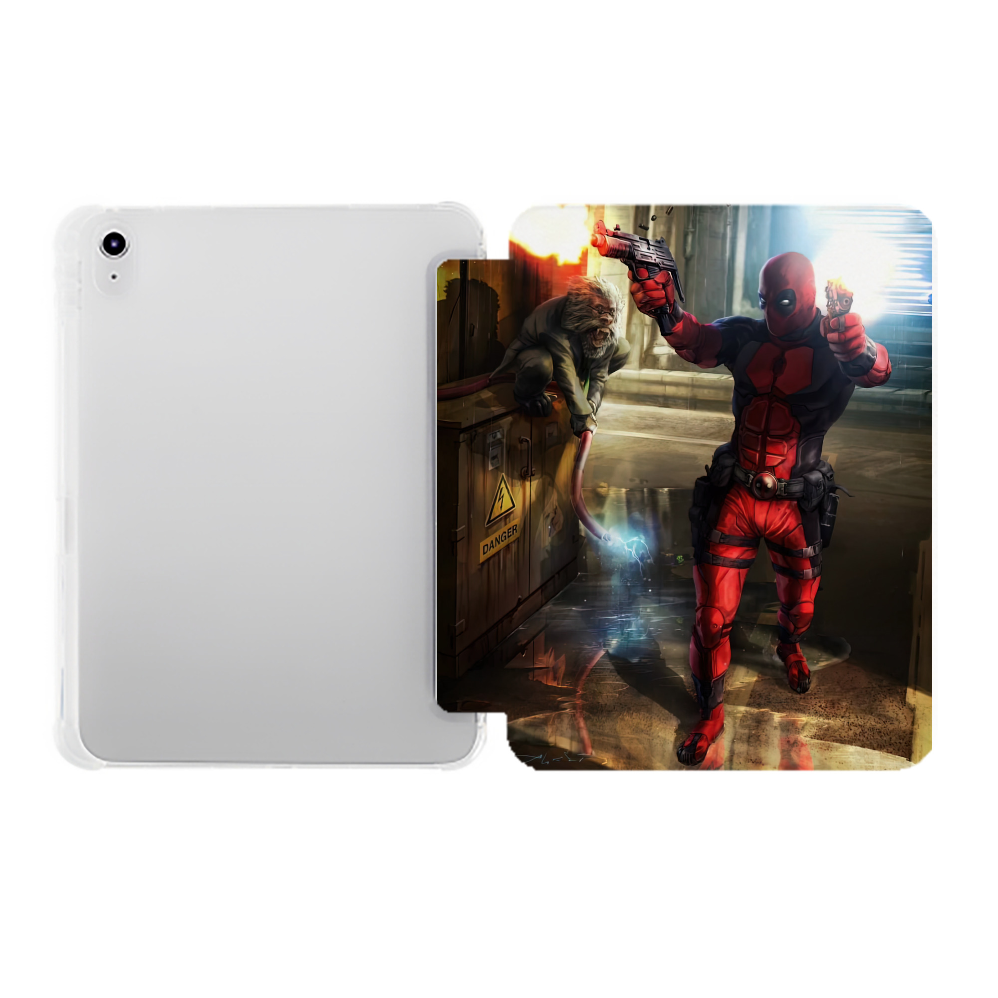（画像用） Deadpool デッドプール IPad ケース ペン収納付き 三つ折りスタンド PUレザー×シリコン 対応機種9.5/10.5/10.9インチ